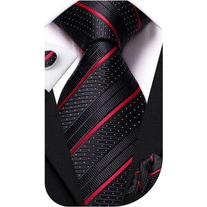 Mens paisley striped tie set with pocket square cufflinks formal wedding